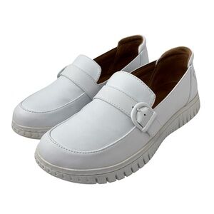 Nurse Mates Daisy White Slip On Occupational Comfort Shoes Loafer Size 8.5